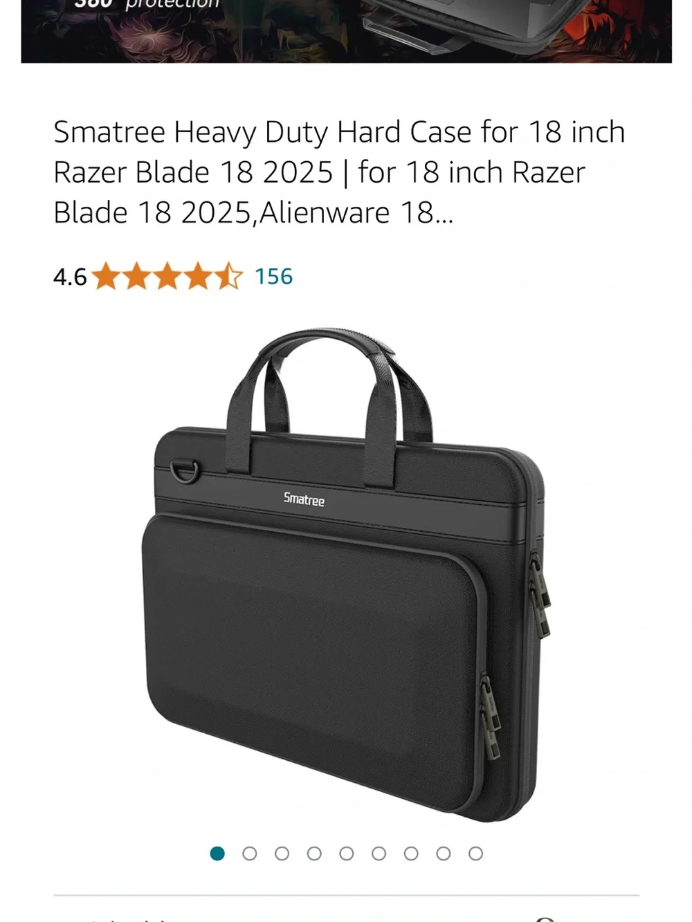 Smatree Black Heavy Duty Hard Laptop Case Shoulder Strap Briefcase